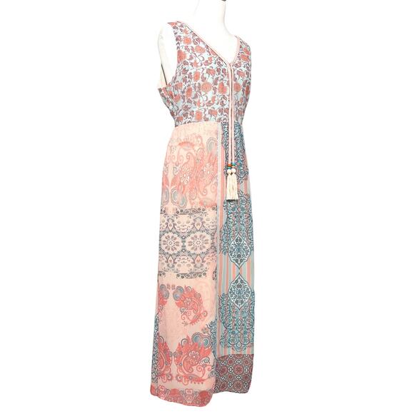 Soft Surroundings Guadalupe Tassel Floral Paisley Chiffon Maxi Dress SZ XL - Picture 1 of 10